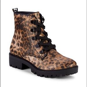 Kendall + Kylie epic leopard combat boots